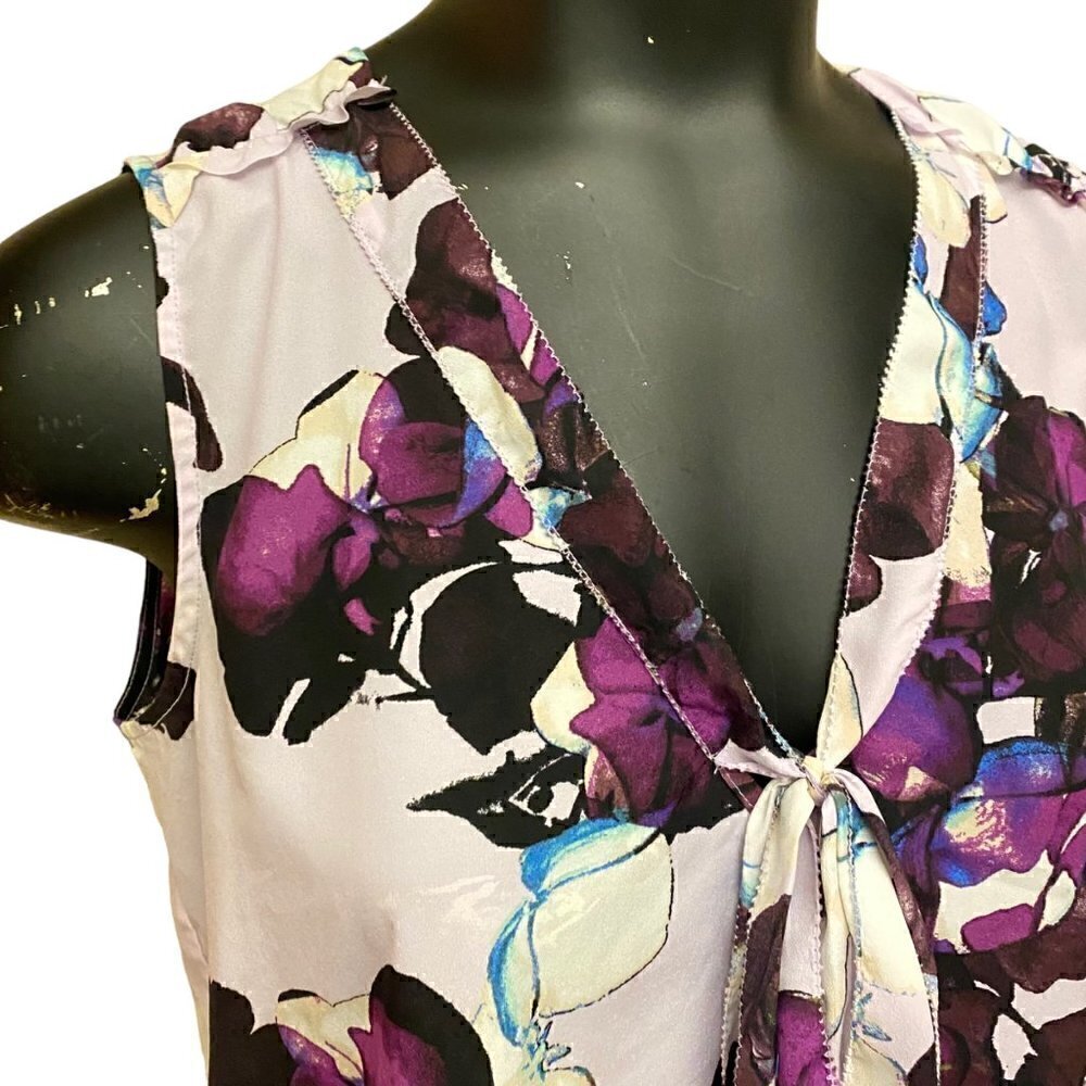 Banana Republic Purple Floral Print Tunic Top - Picture 2 of 6